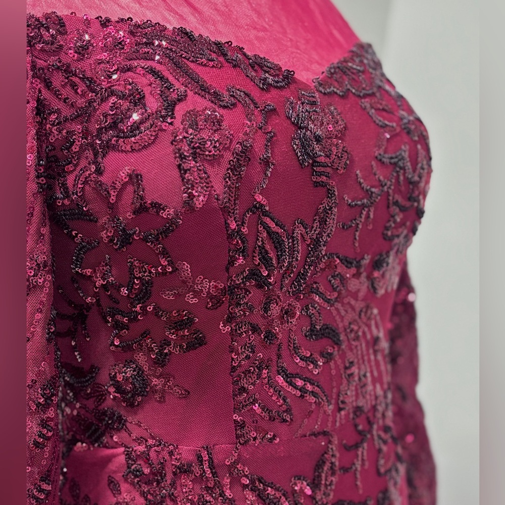 Pink Sequin Floral Dress